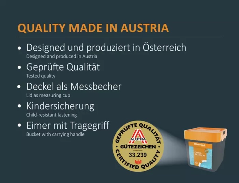 Steinbach Quattrotabs 1Kg, 4 in 1 Poolpflege mit Flockungsmittel, Algizid, Chlor und pH-Stabilisator IN-0752601TD08 Steinbach Quattrotabs 1Kg, 4 in 1 Poolpflege mit Flockungsmittel, Algizid, Chlor und pH-Stabilisator IN-0752601TD08