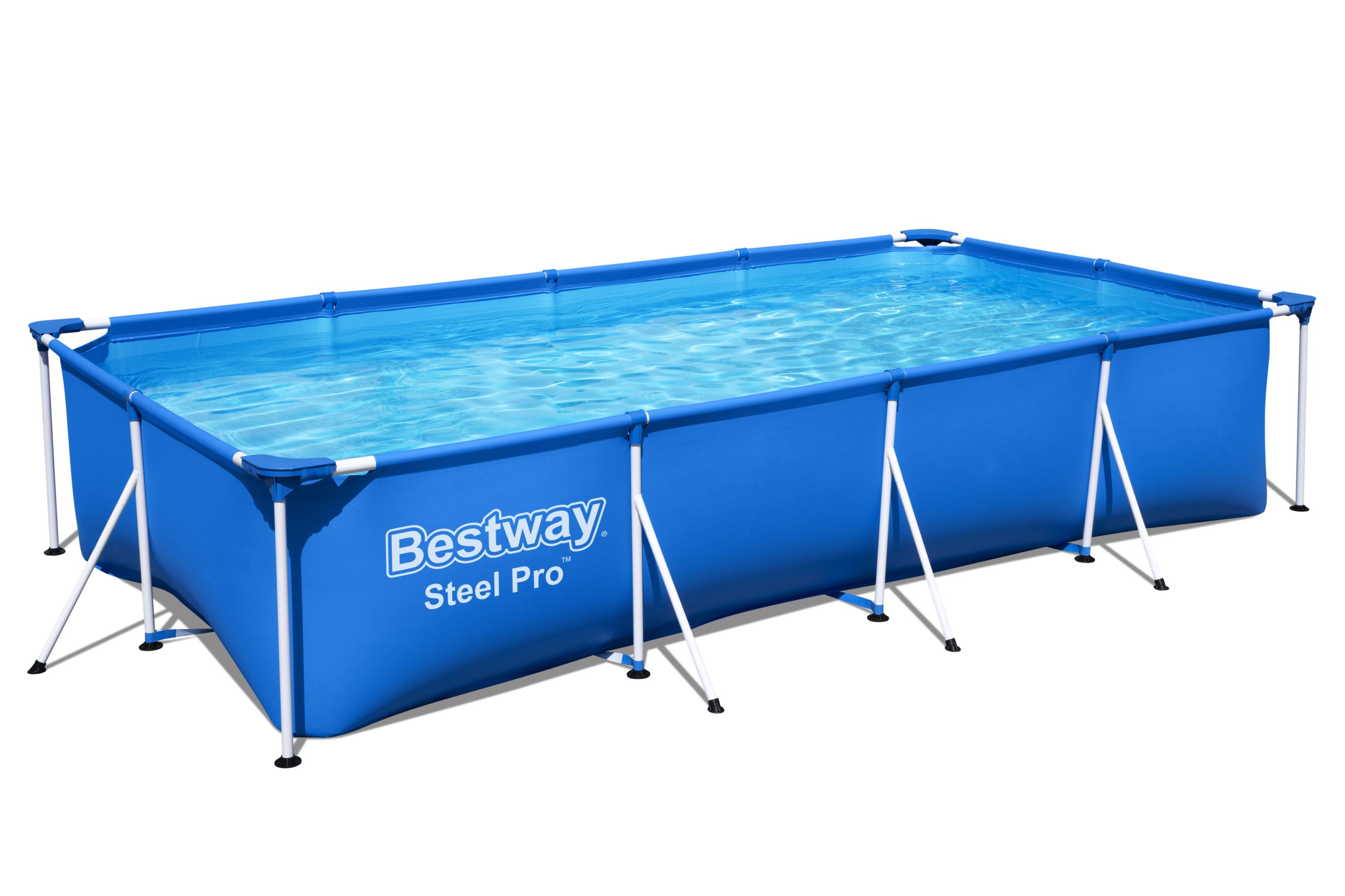 Steel Pro Bestway Frame Pool Set mit Poolpumpe 400 x 211 x 81 cm , dunkelblau, eckig 56424_22 Steel Pro Bestway Frame Pool Set mit Poolpumpe 400 x 211 x 81 cm , dunkelblau, eckig 56424_22