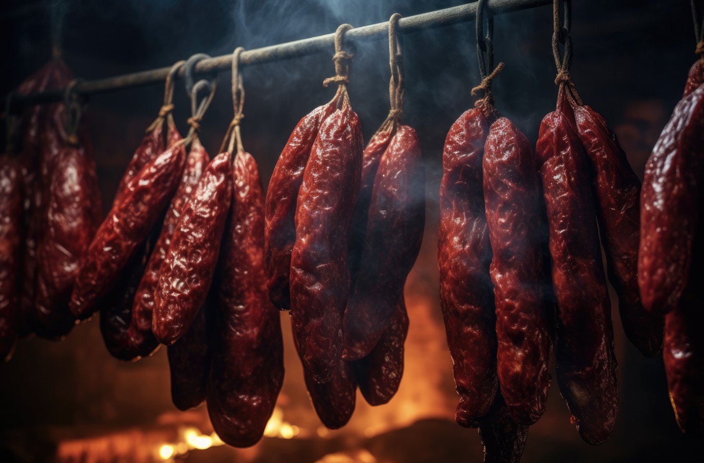 heissraeuchern-02 heiss geräucherte würste im räucherschrnak